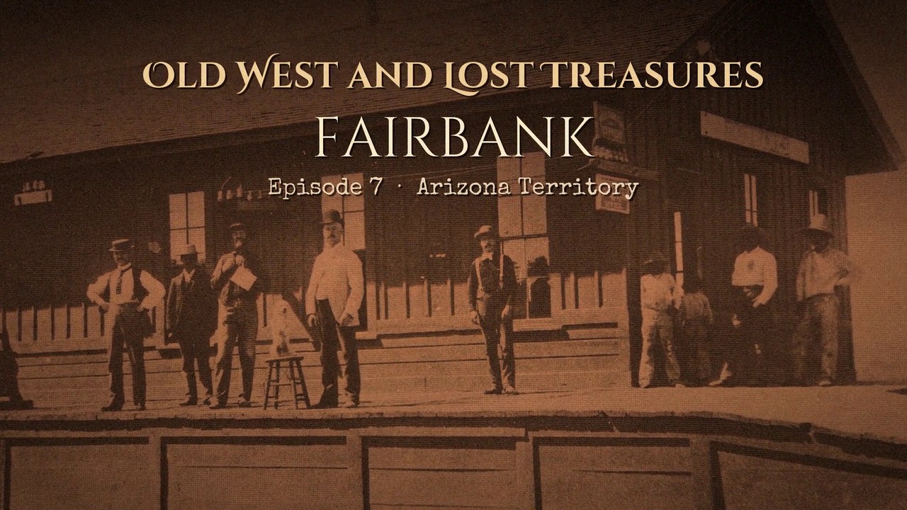 Title card for episode 7, Fairbank, over the depot about 1900.